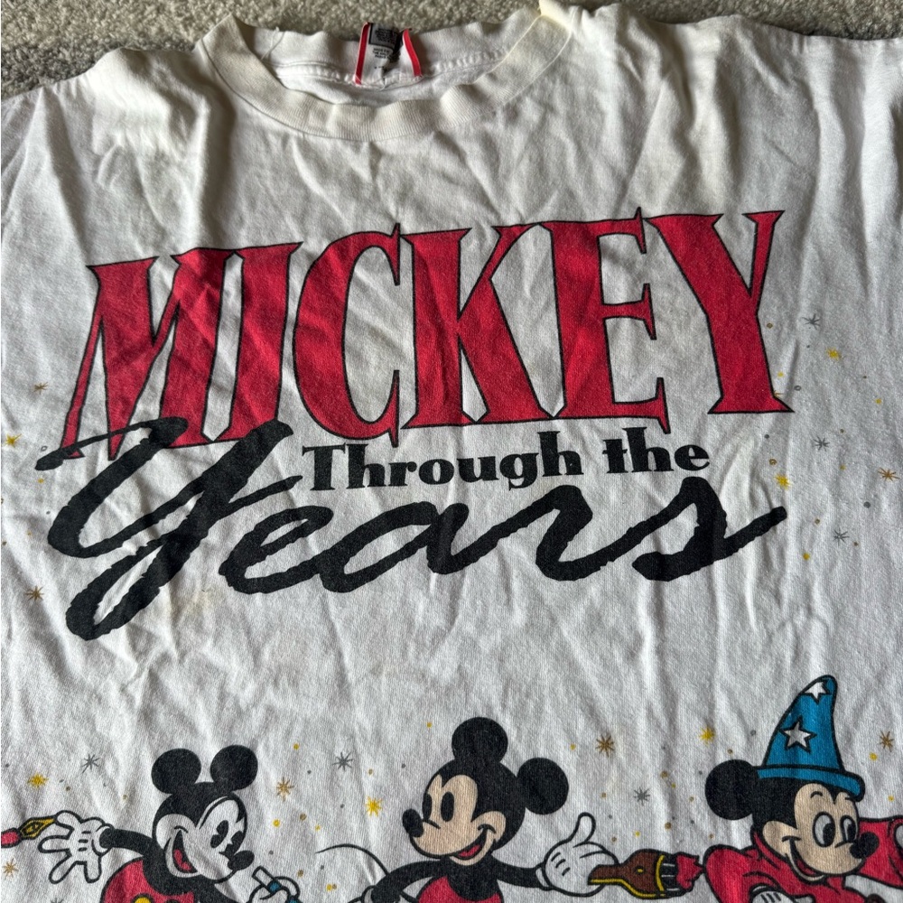 Vintage 1990s Mickey Mouse Through The Years Cartoon White Men’s T-Shirt SZ XL - Picture 15 of 16